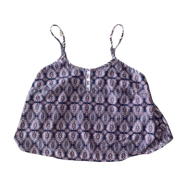nao海外shopgallery Japna | Tops | Japna Lounge Spaghetti Strap Patterned Button Crop